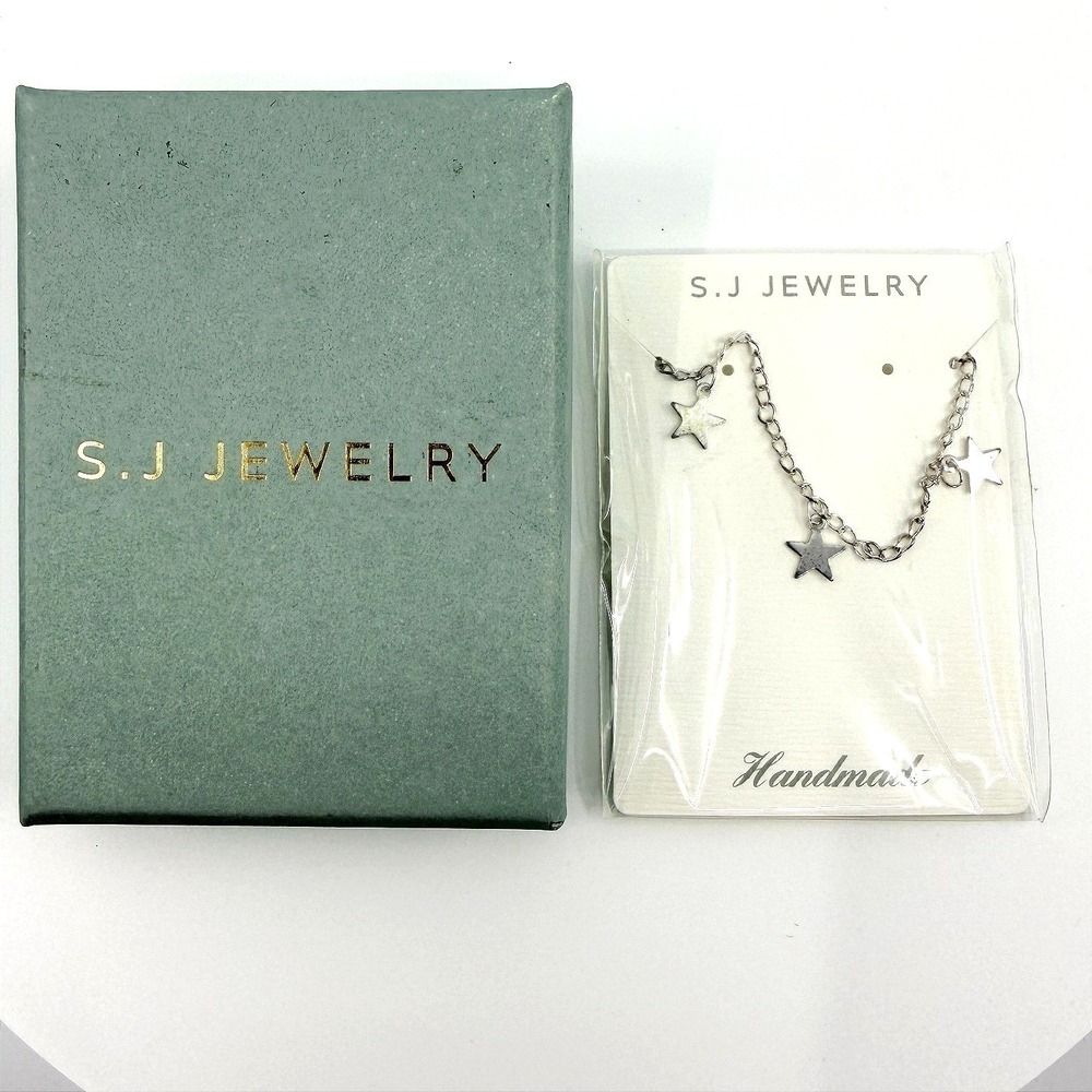 S.J Jewelry Handmade Silver Tone Star Charm Necklace Dainty Celestial Minimalist